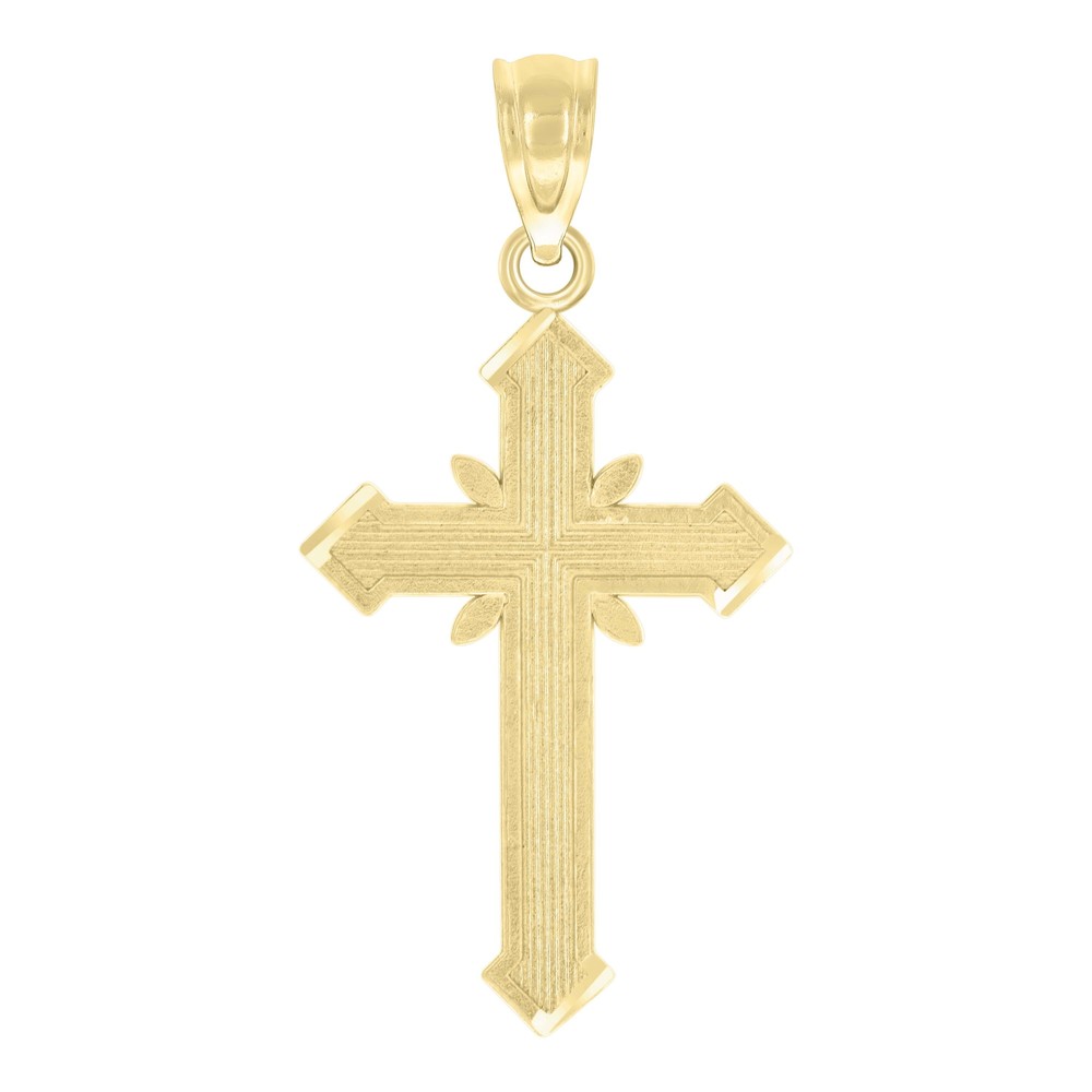 10kt 10k Yellow Gold Diamond-Cut Unisex Cross Religious Charm Pendant